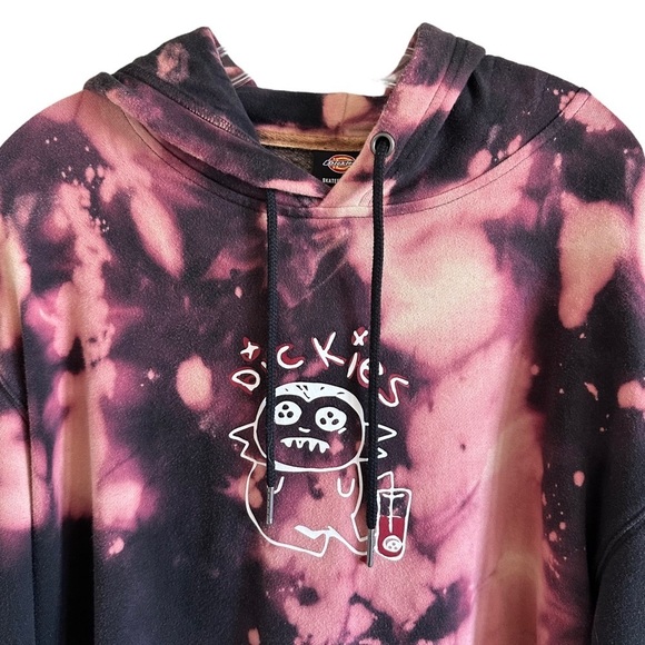 Dickies Hand Bleached Graphic Hoodie Sweatshirt Sz L One of a Kind - Picture 2 of 12